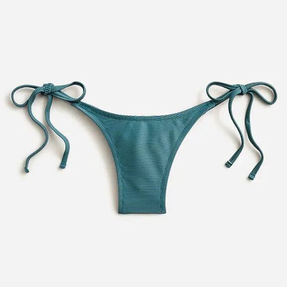 J Crew Ribbed Curved Waist Cheeky String Bikini Bottom BE805 M - Picture 1 of 11